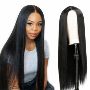 Black Ladies Wigs from Huameisi measuring 25 inches long and straight